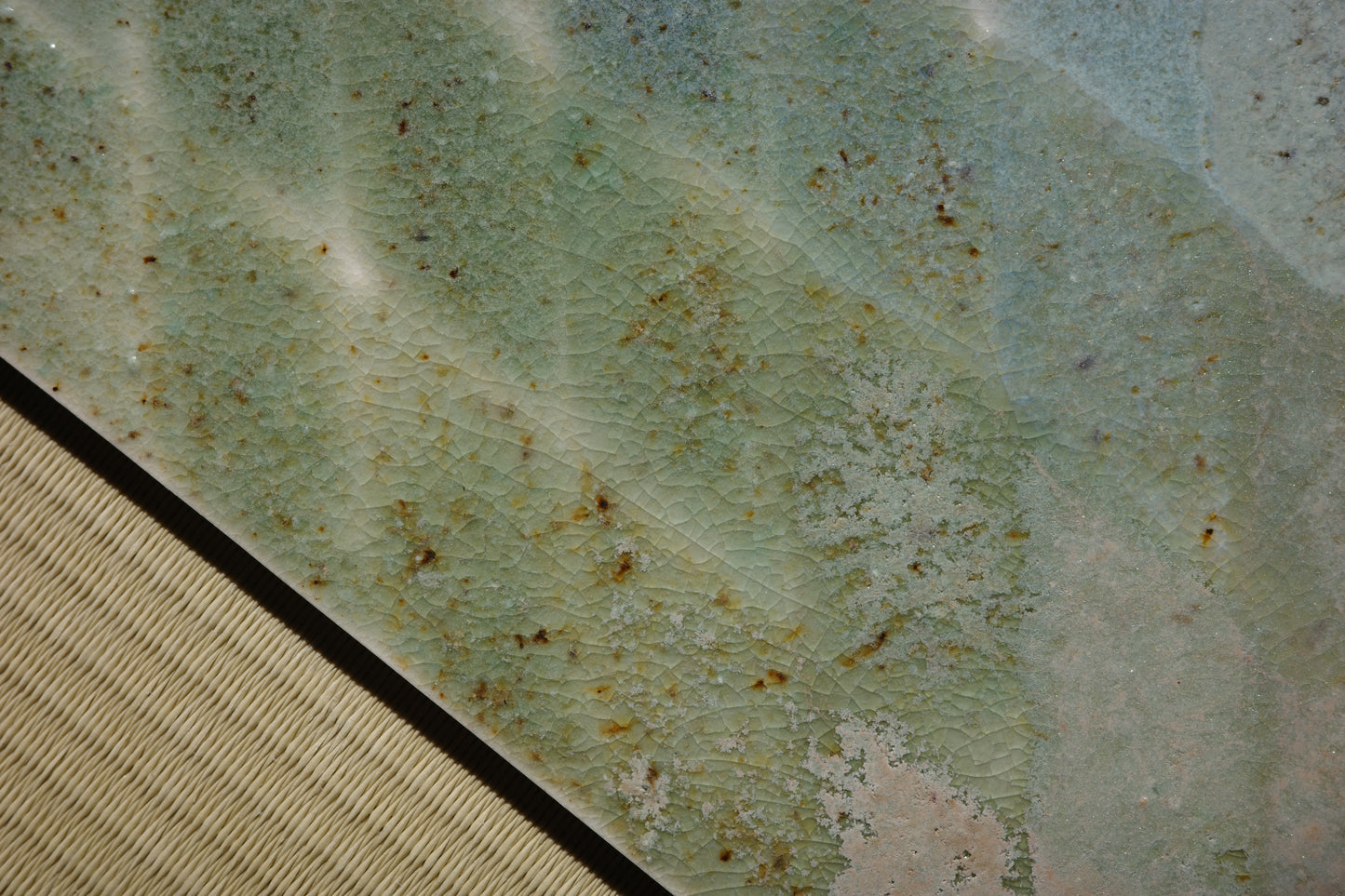 新見麻紗子個展「釉薬の詩」オリジナル作品　紺屋灰長板皿　36種の青